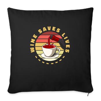 Coffee Cafe Lustig Coffee Wine - Sofa pillowcase 17,3'' x 17,3'' (45 x 45 cm) - black - Front