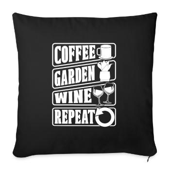 Kaffee Cafe Garten Kaffeewein - Sofakissenbezug 45 x 45 cm - Schwarz - Vorne