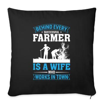 Derrière chaque agriculteur qui réussit, il y a une femme - Housse de coussin décorative 45 x 45 cm - noir - Devant