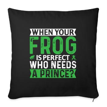 Did someone say frog? - Sofa pillowcase 17,3'' x 17,3'' (45 x 45 cm) - black - Front