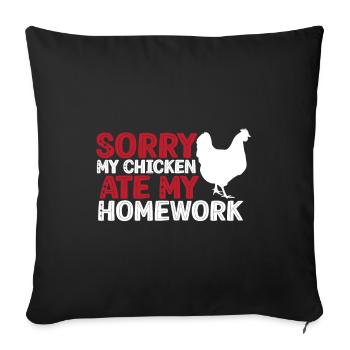 Mon poulet a mangé mes devoirs - Housse de coussin décorative 45 x 45 cm - noir - Devant