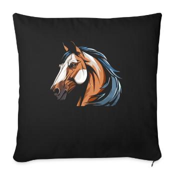 Cheval tête équestre - Housse de coussin décorative 45 x 45 cm - noir - Devant