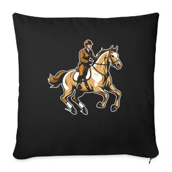 Sports équestres équestres à cheval - Housse de coussin décorative 45 x 45 cm - noir - Devant