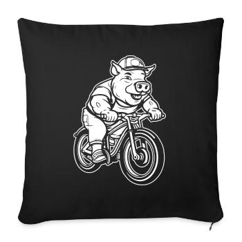 Pig Pig Farmer Cycling - Sofa pillowcase 17,3'' x 17,3'' (45 x 45 cm) - black - Front