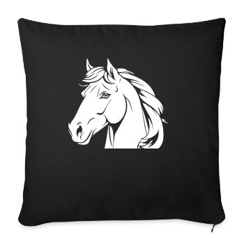Tête équestre de cheval - Housse de coussin décorative 45 x 45 cm - noir - Devant