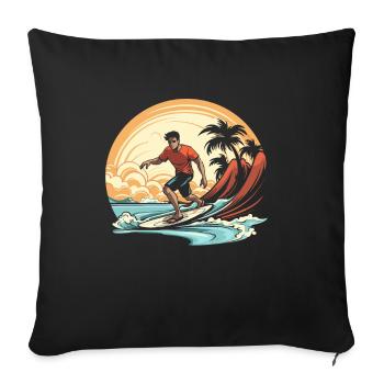 Surfer Surfen Cool Retro Surfer Vintage Surf - Sofa pillowcase 17,3'' x 17,3'' (45 x 45 cm) - black - Front