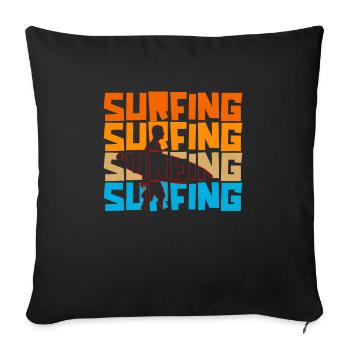 Surfer Surfen Cool Retro Surfer Vintage Surf - Sofa pillowcase 17,3'' x 17,3'' (45 x 45 cm) - black - Front