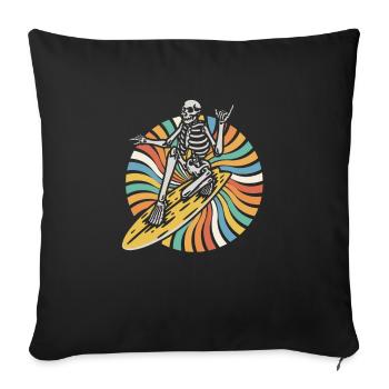 Surfer Surf Skeleton Retro Surfer Vintage Surf - Sofa pillowcase 17,3'' x 17,3'' (45 x 45 cm) - black - Front