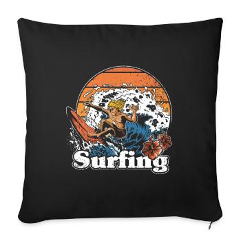 Surfer Surfen Cool Retro Surfer Vintage Surf - Sofa pillowcase 17,3'' x 17,3'' (45 x 45 cm) - black - Front
