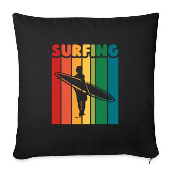 Surfer Surfen Cool Retro Surfer Vintage Surf - Sofa pillowcase 17,3'' x 17,3'' (45 x 45 cm) - black - Front