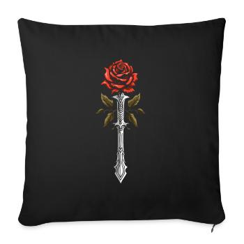 Épée Goth Rose rouge - Housse de coussin décorative 45 x 45 cm - noir - Devant