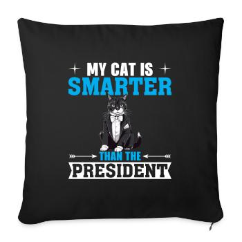Mon chat est plus intelligent que le président - Housse de coussin décorative 45 x 45 cm - noir - Devant