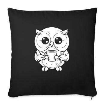 Kaffee Cafe Eule - Sofakissenbezug 45 x 45 cm - Schwarz - Vorne