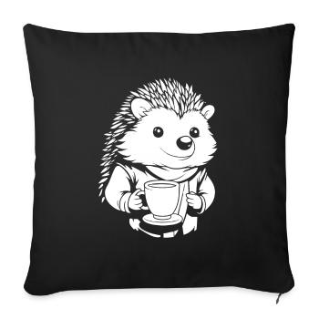 Café hérisson - Housse de coussin décorative 45 x 45 cm - noir - Devant