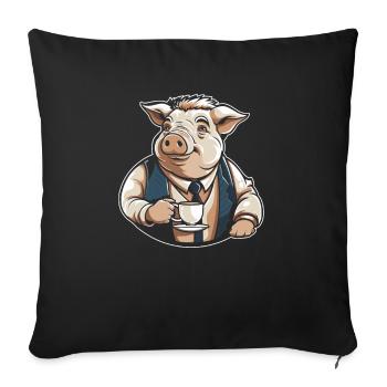 Pig Pig Farmer Coffee - Sofa pillowcase 17,3'' x 17,3'' (45 x 45 cm) - black - Front