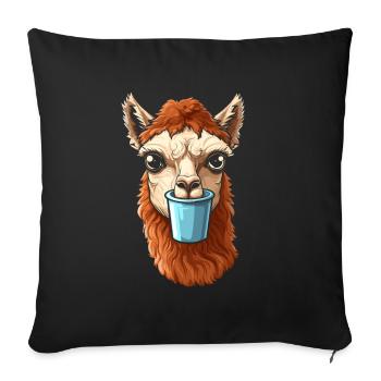 Alpaca Coffee - Sofa pillowcase 17,3'' x 17,3'' (45 x 45 cm) - black - Front