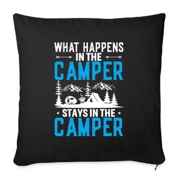 What happens in the camper stays in the camper - Sofa pillowcase 17,3'' x 17,3'' (45 x 45 cm) - black - Front