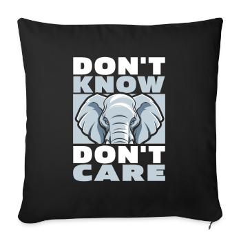 éléphant drôle ne sait pas ne pas s’en soucier - Housse de coussin décorative 45 x 45 cm - noir - Devant