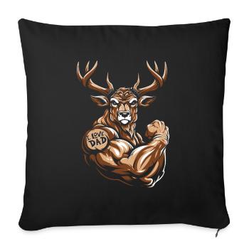 Deer Biceps Tattoo I Love Dad - Sofa pillowcase 17,3'' x 17,3'' (45 x 45 cm) - black - Front