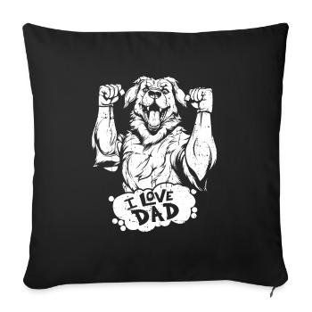Berger australien J’aime papa - Housse de coussin décorative 45 x 45 cm - noir - Devant