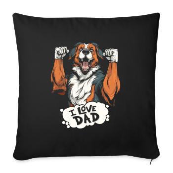 Berger australien J’aime papa - Housse de coussin décorative 45 x 45 cm - noir - Devant