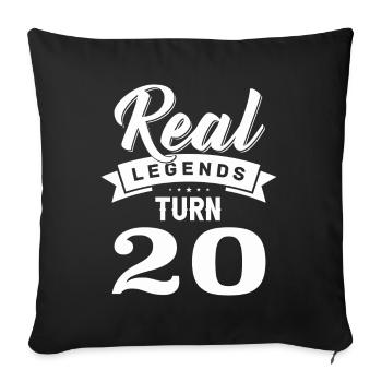 De vraies légendes ont 20 ans, 20 ans - Housse de coussin décorative 45 x 45 cm - noir - Devant