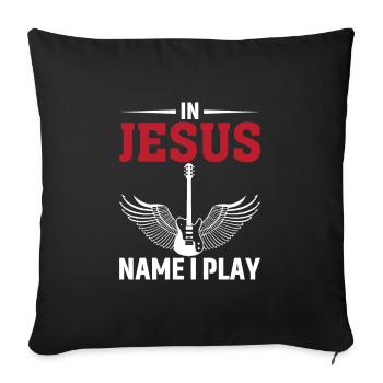 Au nom de Jésus, je joue - Housse de coussin décorative 45 x 45 cm - noir - Devant