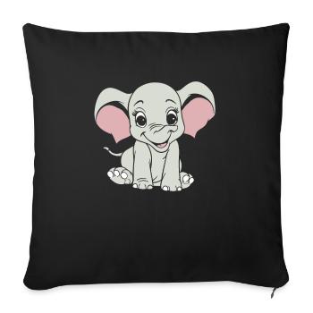 Éléphant souriant - Housse de coussin décorative 45 x 45 cm - noir - Devant