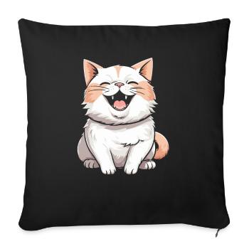 Chat souriant - Housse de coussin décorative 45 x 45 cm - noir - Devant