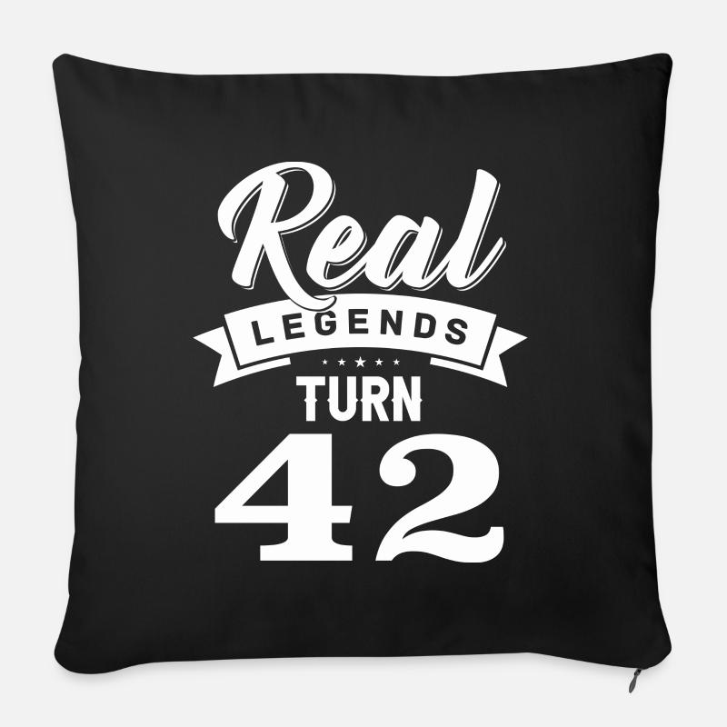 Real Legends Turn 42, 42 Birthday - Sofa pillowcase 17,3'' x 17,3'' (45 x 45 cm) - black