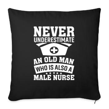 Ne sous-estimez jamais un vieil homme qui est aussi un vieil homme. - Housse de coussin décorative 45 x 45 cm - noir - Devant
