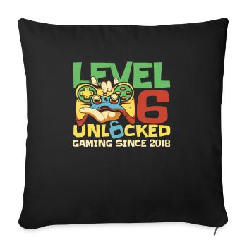 Gaming .6 Birthday 6 Years Gamer - Sofa pillowcase 17,3'' x 17,3'' (45 x 45 cm) - black - Front