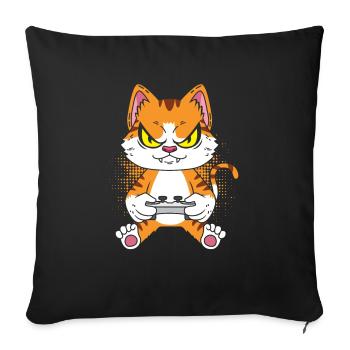 Gamer Gaming Gamer Cat - Sofa pillowcase 17,3'' x 17,3'' (45 x 45 cm) - black - Front