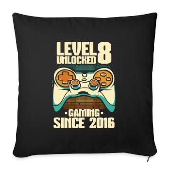 Gaming 8th Birthday 8 Years Gamer - Sofa pillowcase 17,3'' x 17,3'' (45 x 45 cm) - black - Front