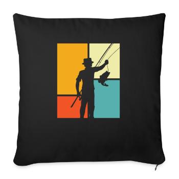 Angler Fishing - Sofa pillowcase 17,3'' x 17,3'' (45 x 45 cm) - black - Front