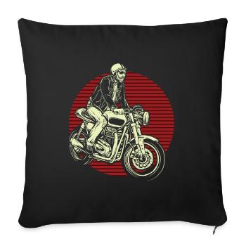 Motorrad Biker Moto Skull Moto - Housse de coussin décorative 45 x 45 cm - noir - Devant
