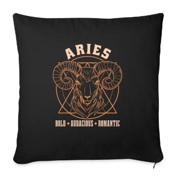 Caractéristiques des signes du zodiaque Bélier - Housse de coussin décorative 45 x 45 cm - noir - Devant