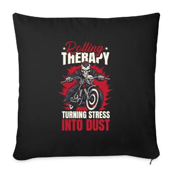 Motorrad Biker Moto Moto Thérapie - Housse de coussin décorative 45 x 45 cm - noir - Devant