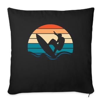 Surfer Surfen - Sofakissenbezug 45 x 45 cm - Schwarz - Vorne