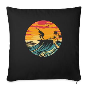 Surfer Surfen - Sofakissenbezug 45 x 45 cm - Schwarz - Vorne