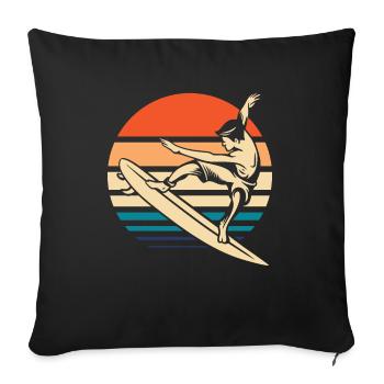Surfer Surfen - Sofakissenbezug 45 x 45 cm - Schwarz - Vorne