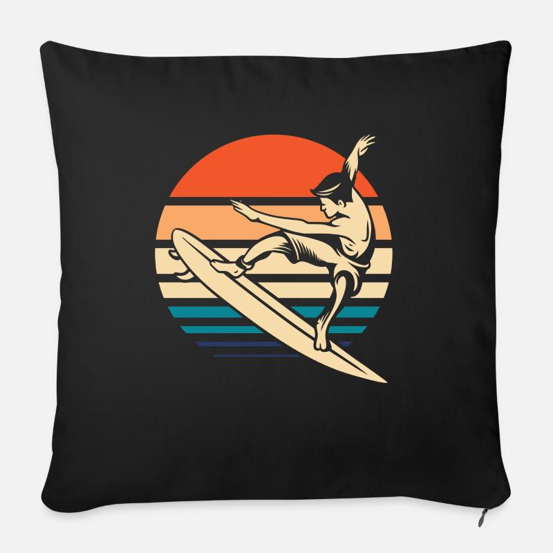 Surfer Surfen - Sofakissenbezug 45 x 45 cm - Schwarz