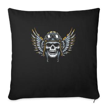 Motorrad Biker Moto Skull Moto - Housse de coussin décorative 45 x 45 cm - noir - Devant
