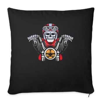 Motorrad Biker Moto Skull Moto - Housse de coussin décorative 45 x 45 cm - noir - Devant