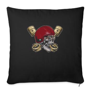 Motorrad Biker Moto Skull Moto - Housse de coussin décorative 45 x 45 cm - noir - Devant