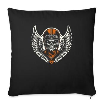 Motorrad Biker Moto Skull Moto - Housse de coussin décorative 45 x 45 cm - noir - Devant