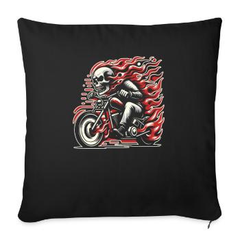 Motorrad Biker Moto Skull Moto - Housse de coussin décorative 45 x 45 cm - noir - Devant