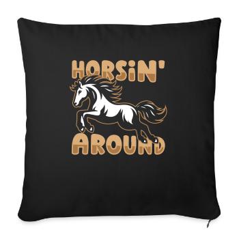 Sports équestres équestres à cheval - Housse de coussin décorative 45 x 45 cm - noir - Devant