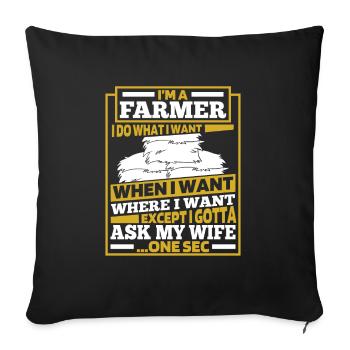 Farmer Farmer - Sofa pillowcase 17,3'' x 17,3'' (45 x 45 cm) - black - Front