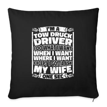 Towing service tow truck - Sofa pillowcase 17,3'' x 17,3'' (45 x 45 cm) - black - Front